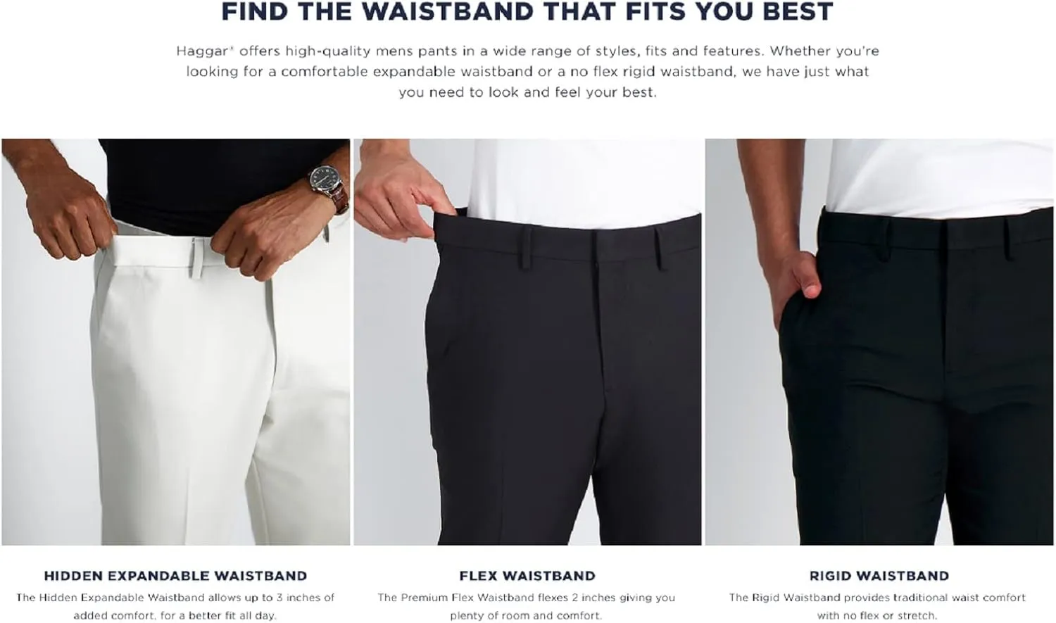 Haggar Men's Cool 18 Classic Fit Flat Front Hidden Expandable Waistband Casual Pant