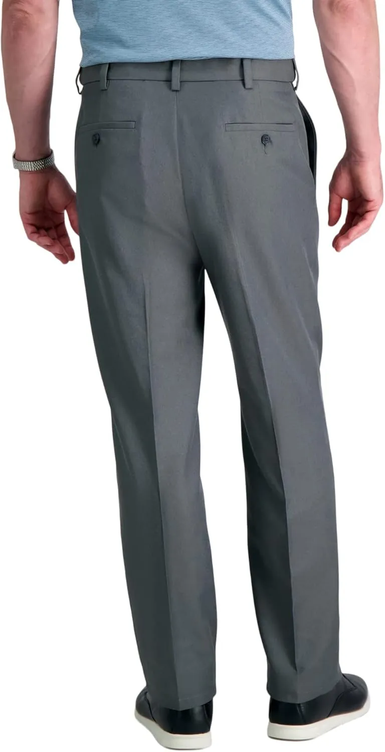 Haggar Men's Cool 18 Classic Fit Flat Front Hidden Expandable Waistband Casual Pant