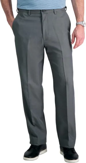 Haggar Men's Cool 18 Classic Fit Flat Front Hidden Expandable Waistband Casual Pant