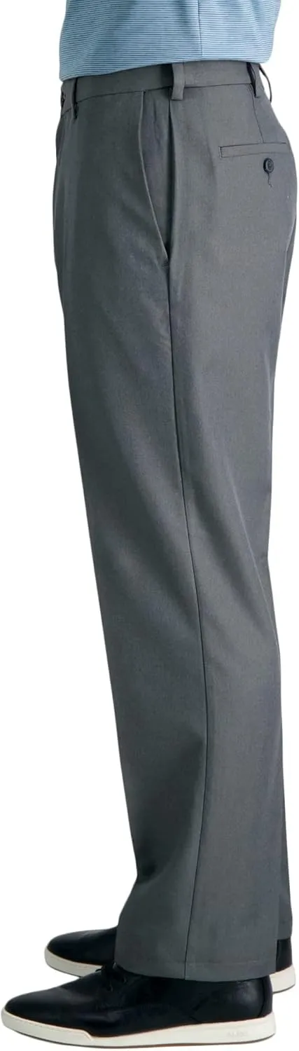 Haggar Men's Cool 18 Classic Fit Flat Front Hidden Expandable Waistband Casual Pant