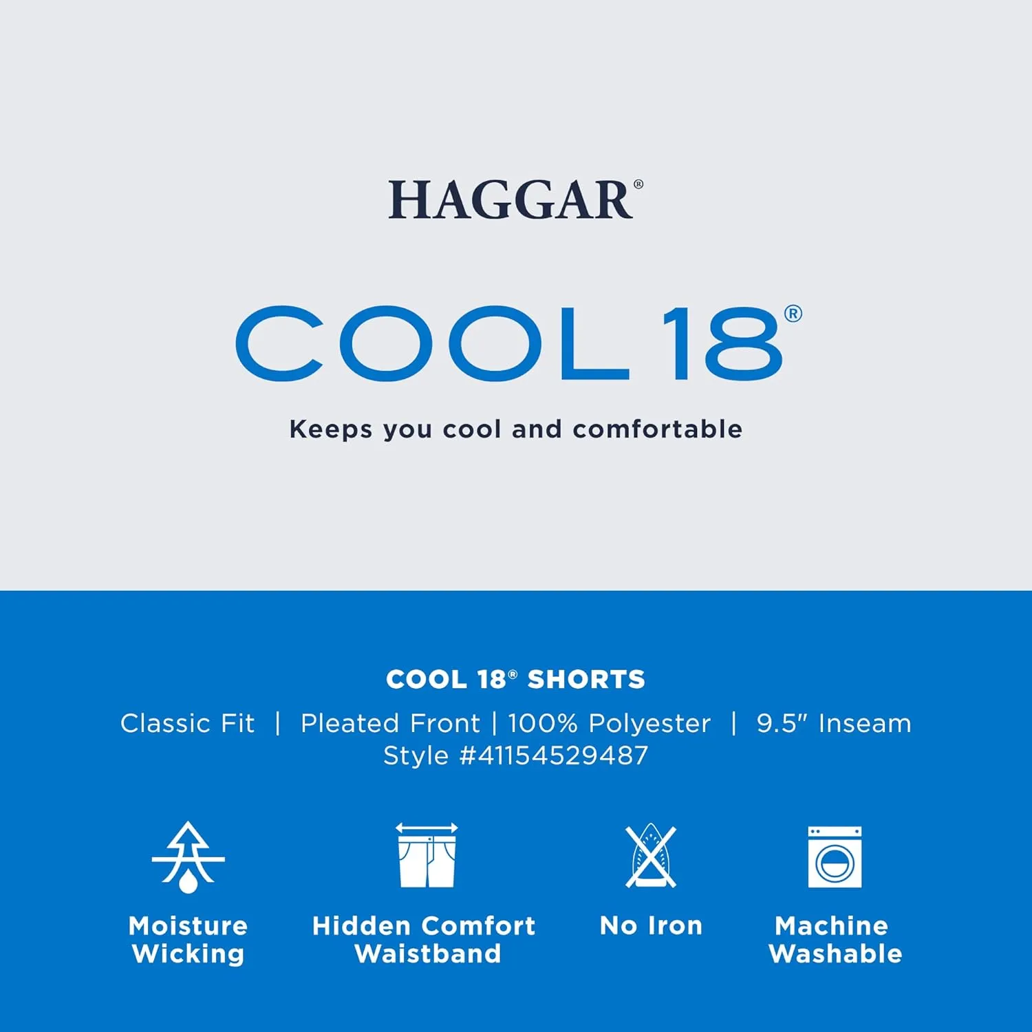 Haggar Men's Cool 18 Classic Fit Pleat Front Expandable Waistband Short (Regular and Big & Tall Sizes)