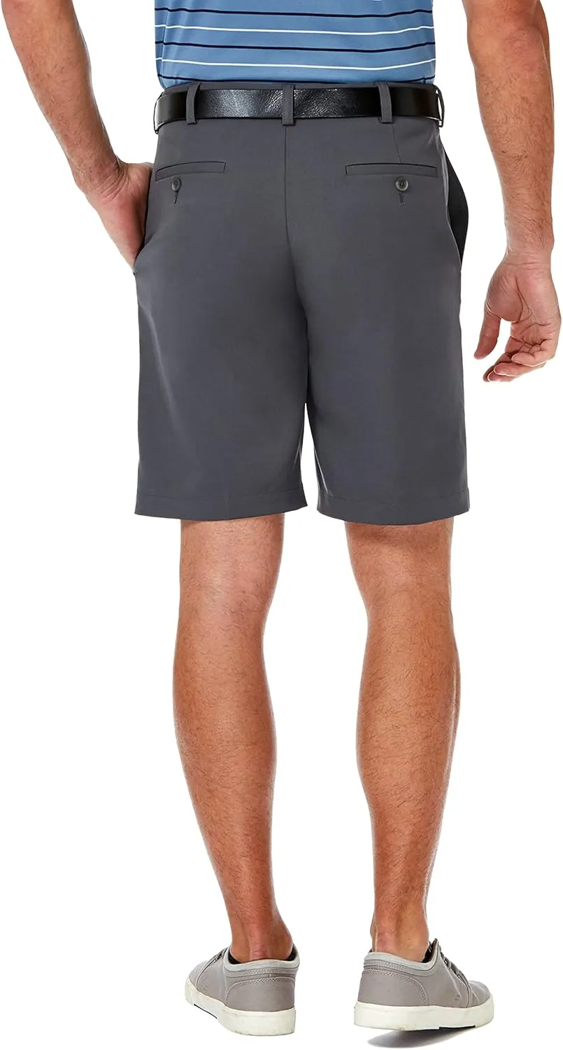 Haggar Men's Cool 18 Pro Straight Fit Flat Front 4-Way Stretch Expandable Waist Short