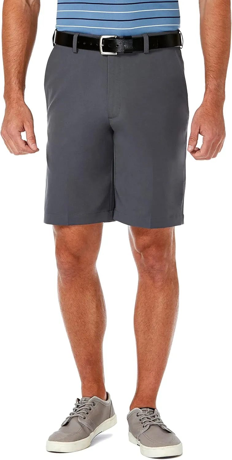 Haggar Men's Cool 18 Pro Straight Fit Flat Front 4-Way Stretch Expandable Waist Short