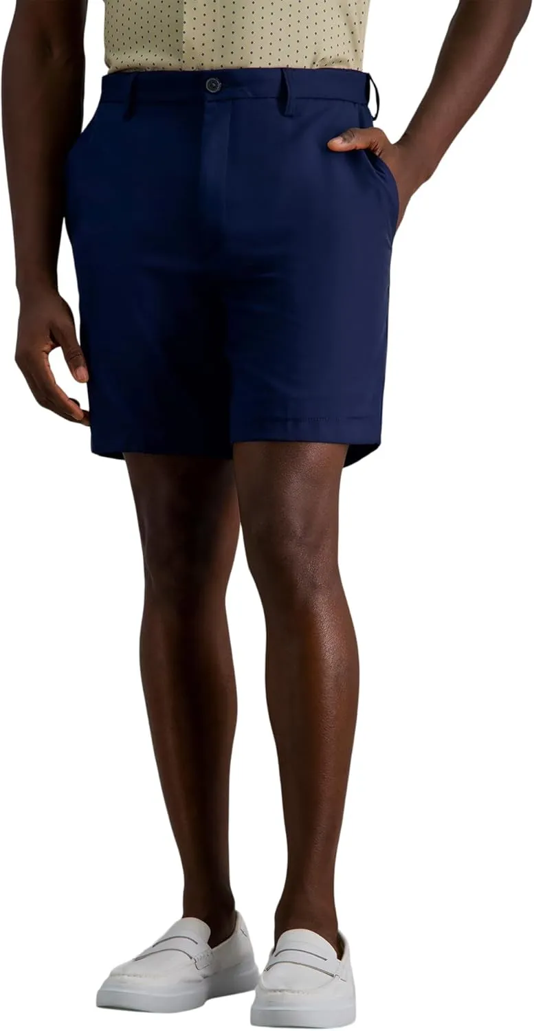 Haggar Men's Cool 18 Pro Straight Fit Flat Front 4-Way Stretch Expandable Waist Shorts - 7 and 9.5 Inch Inseams