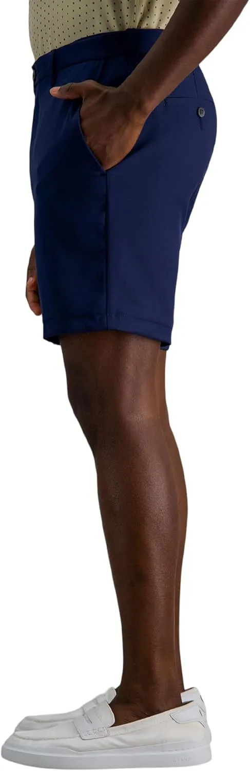 Haggar Men's Cool 18 Pro Straight Fit Flat Front 4-Way Stretch Expandable Waist Shorts - 7 and 9.5 Inch Inseams