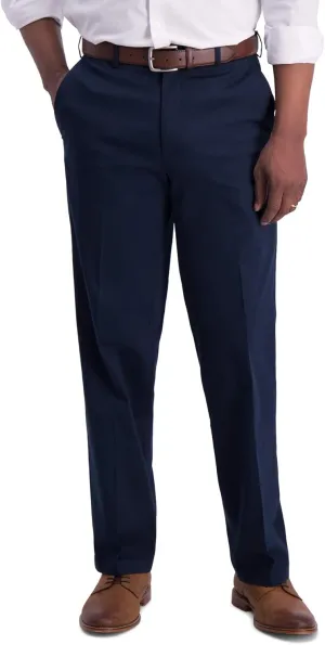 Haggar Men's Iron Free Premium Khaki Classic Fit Flat Front Expandable Waist Casual Pant (Regular and Big & Tall Sizes)