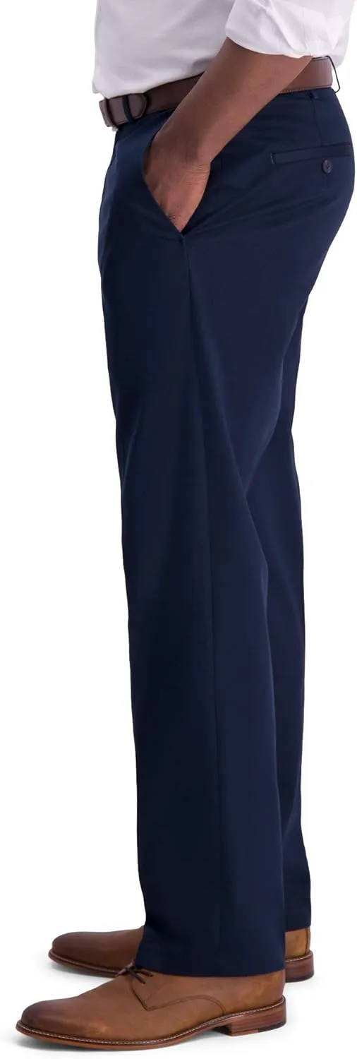 Haggar Men's Iron Free Premium Khaki Classic Fit Flat Front Expandable Waist Casual Pant (Regular and Big & Tall Sizes)