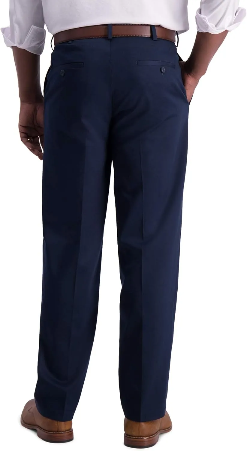 Haggar Men's Iron Free Premium Khaki Classic Fit Flat Front Expandable Waist Casual Pant (Regular and Big & Tall Sizes)