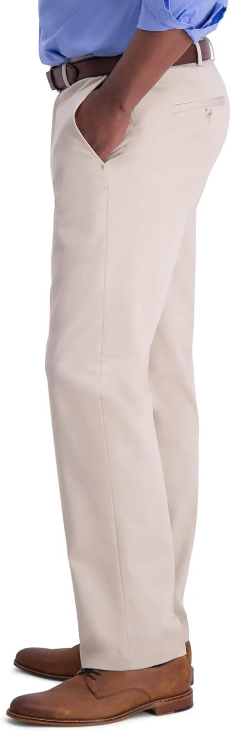 Haggar Men's Iron Free Premium Khaki Classic Fit Flat Front Expandable Waist Casual Pant (Regular and Big & Tall Sizes)