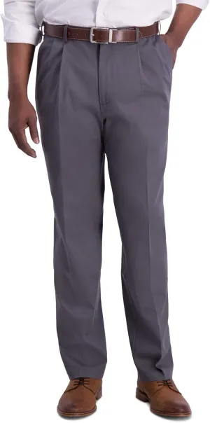 Haggar Men's Iron Free Premium Khaki Classic Fit Pleat Front Expandable Waist Casual Pant (Regular and Big & Tall Sizes)