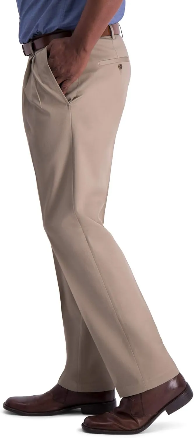 Haggar Men's Iron Free Premium Khaki Classic Fit Pleat Front Expandable Waist Casual Pant (Regular and Big & Tall Sizes)