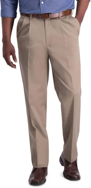 Haggar Men's Iron Free Premium Khaki Classic Fit Pleat Front Expandable Waist Casual Pant (Regular and Big & Tall Sizes)