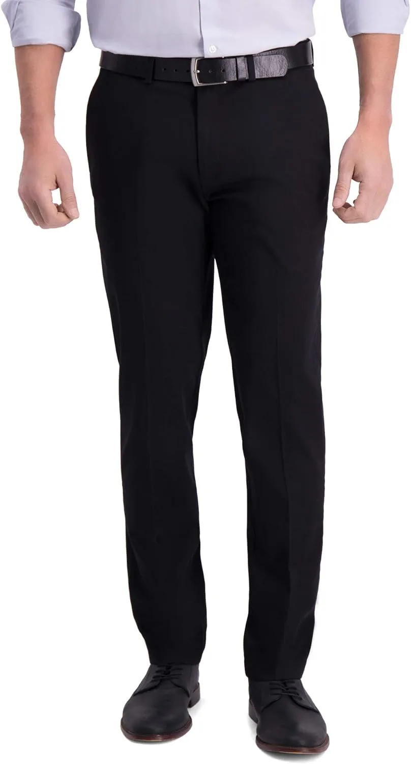 Haggar Men's Iron Free Premium Khaki Slim-Straight Fit Flat Front Flex Waist Casual Pant