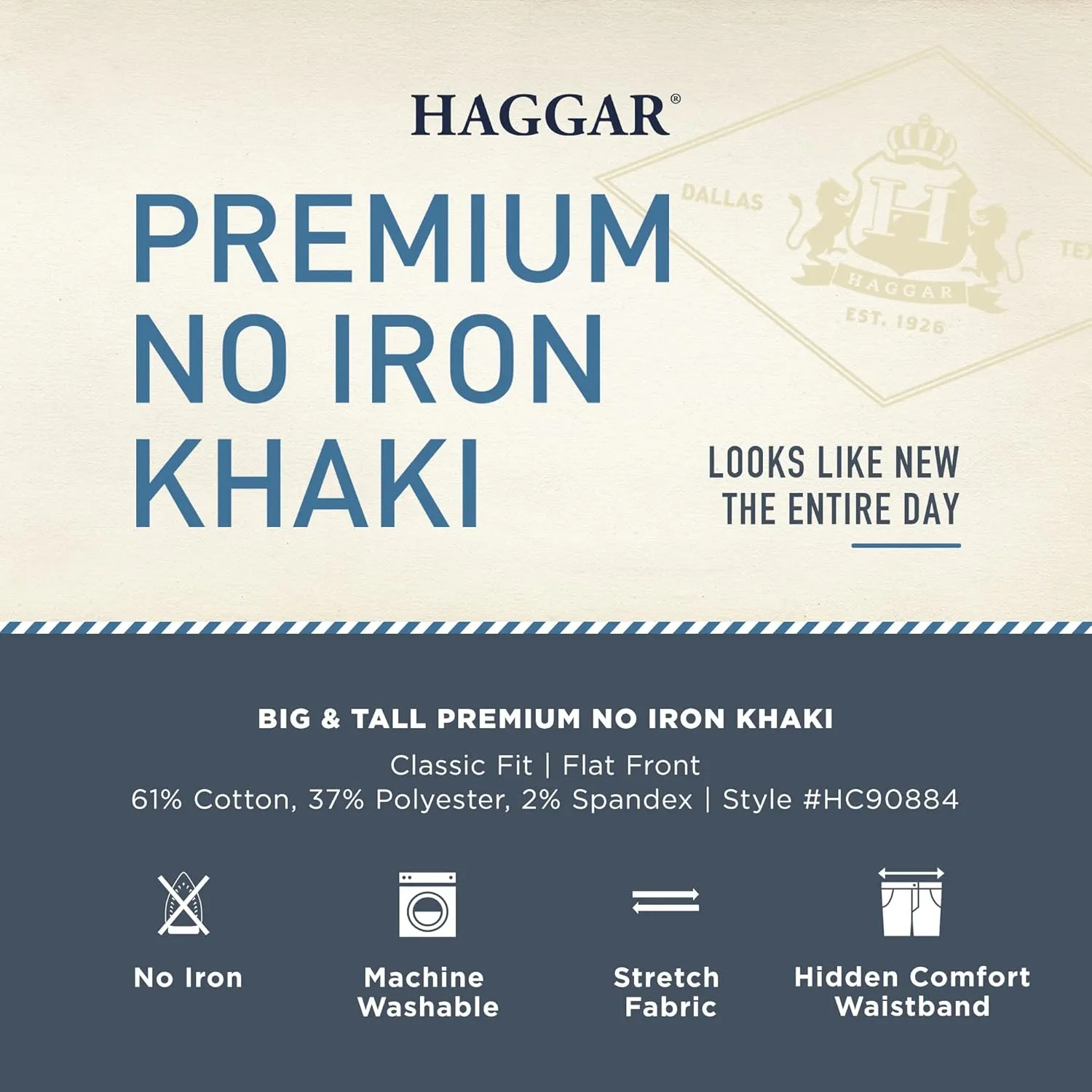 Haggar Men's Premium No Iron Khaki Classic Fit Flat Front Casual Pant (Regular and Big & Tall Sizes)