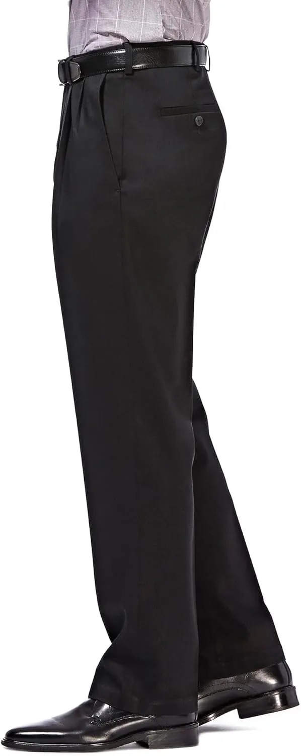 Haggar Men's Premium No Iron Khaki Classic Fit Pleat Front Regular and Big & Tall Sizes