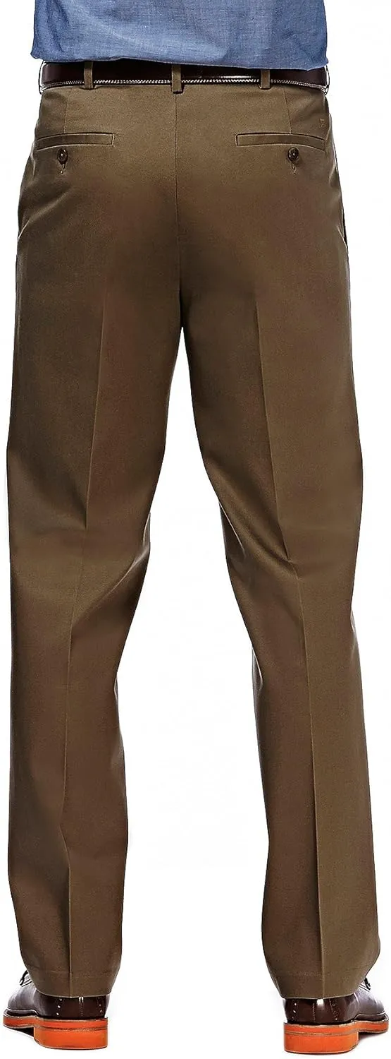 Haggar Men's Premium No Iron Khaki Classic Fit Pleat Front Regular and Big & Tall Sizes