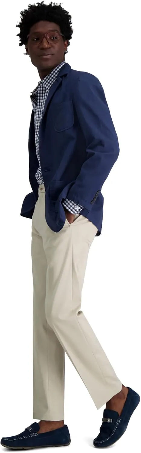 Haggar Men's Premium No Iron Khaki Straight Fit Flat Front Casual Pant