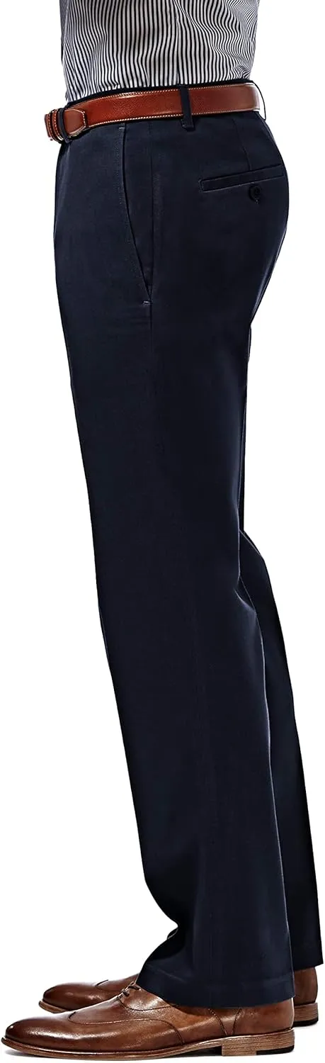 Haggar Men's Premium No Iron Khaki Straight Fit Flat Front Casual Pant