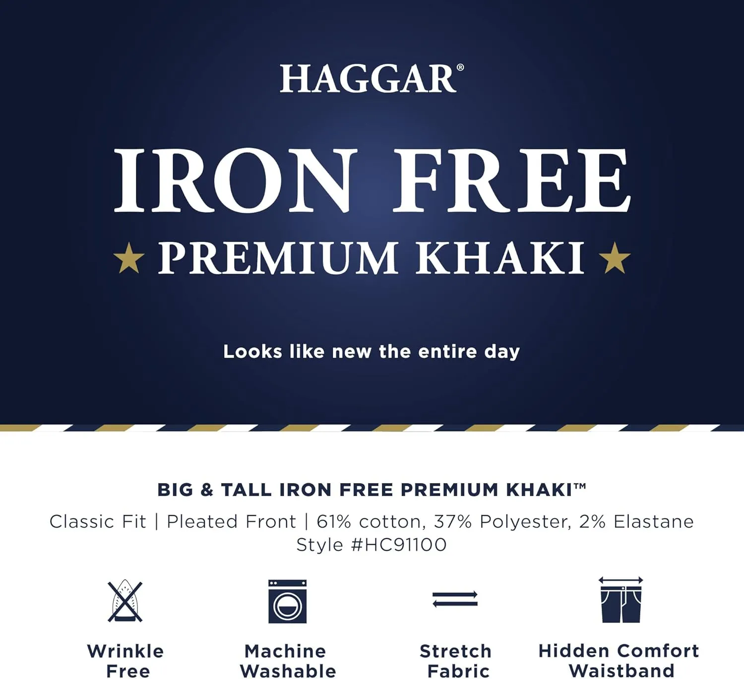 Haggar Men's Premium Stretch Suit Pant Pleated Front