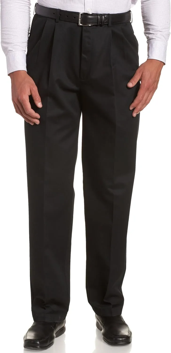Haggar Men's Work to Weekend Hidden Expandable Waist Classic Fit Pleated Front Pant