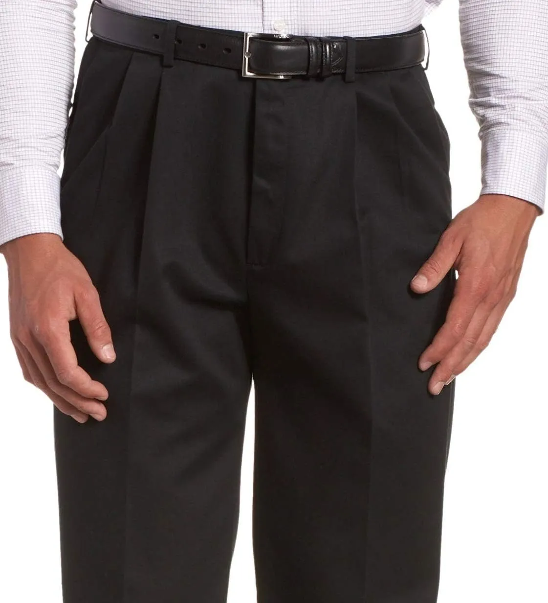 Haggar Men's Work to Weekend Hidden Expandable Waist Classic Fit Pleated Front Pant