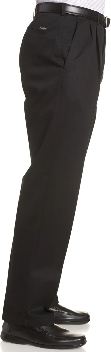 Haggar Men's Work to Weekend Hidden Expandable Waist Classic Fit Pleated Front Pant