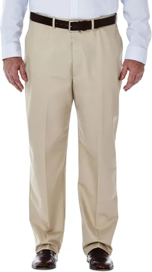Haggar Men's Work to Weekend Hidden Expandable Waist No Iron Flat Front Pant