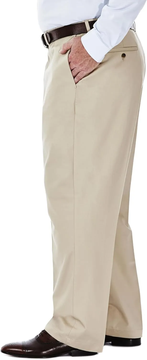 Haggar Men's Work to Weekend Hidden Expandable Waist No Iron Flat Front Pant