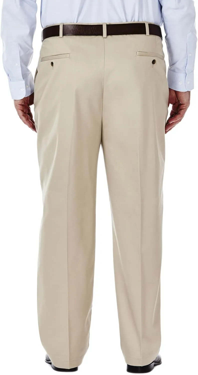 Haggar Men's Work to Weekend Hidden Expandable Waist No Iron Flat Front Pant