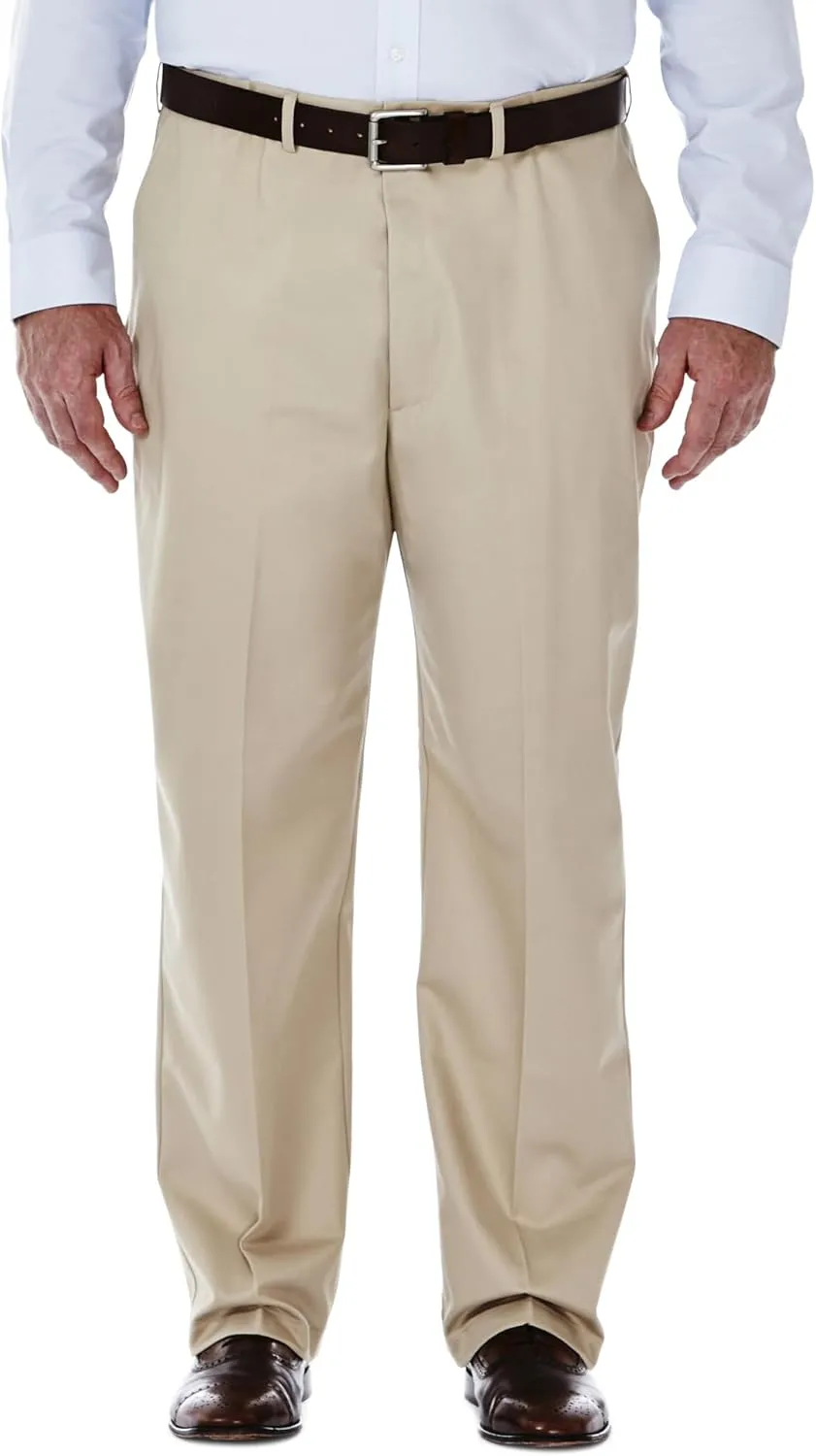 Haggar Men's Work to Weekend Hidden Expandable Waist No Iron Flat Front Pant
