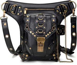 Halloween Steampunk Retro Motorcycle Lady Bag Rock Gothic Goth Shoulder Waist Bags Packs (K)