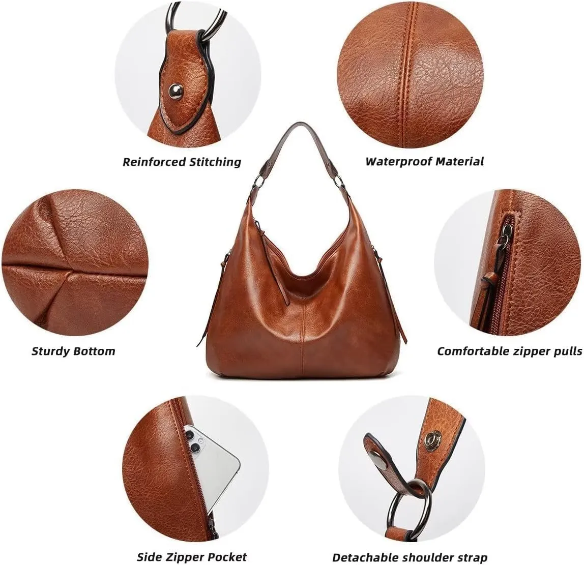 Handbag and Messenger Satchel for Women Laptop Work Shoulder Bag Vintage Leather Crossbody Bag Hobo 3pcs Purse Set