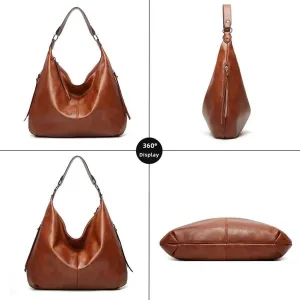 Handbag and Messenger Satchel for Women Laptop Work Shoulder Bag Vintage Leather Crossbody Bag Hobo 3pcs Purse Set