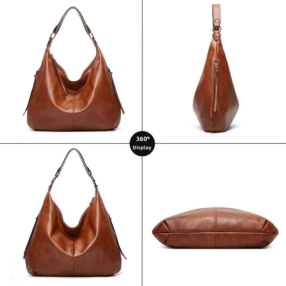 Handbag and Messenger Satchel for Women Laptop Work Shoulder Bag Vintage Leather Crossbody Bag Hobo 3pcs Purse Set