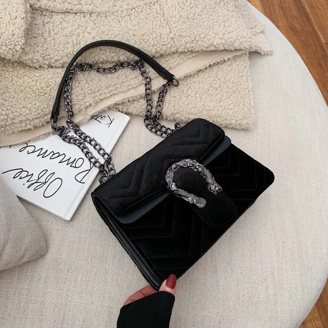 Handbags Bags Shoulder Bag Buckle Solid Bag Custom-built Chain Crossbody Sac Color  Women A Velour Bolsa Women Fully equipped Feminina Luxury Main Designer