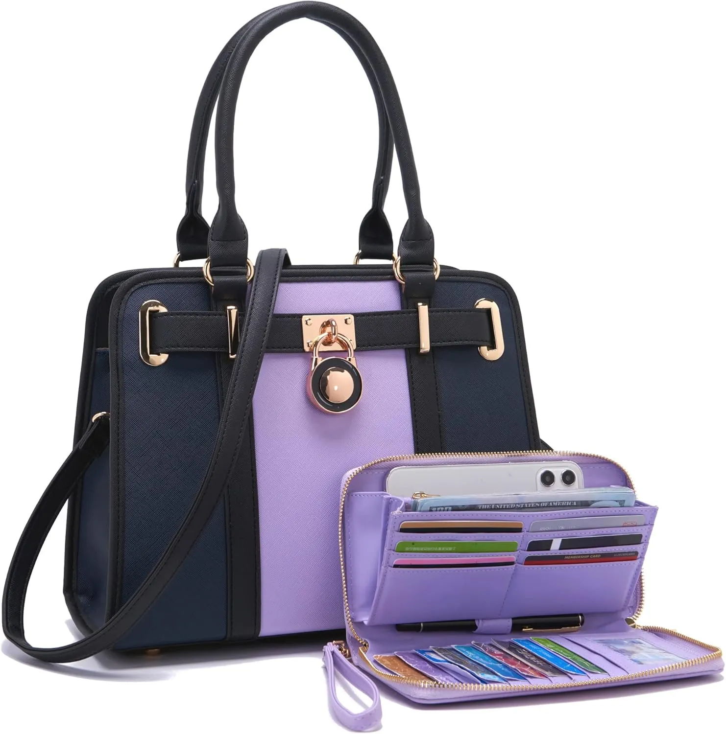 Handbags Sets For Women Shoulder Bags Top Handle Work Satchel Tote Purses Set With Matching Wallet 2pcs