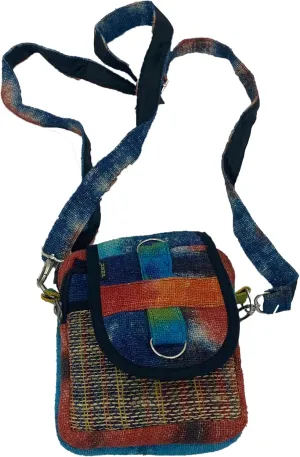 Handmade Hemp Crossbody Purse for Travel, Unique Boho Hippie Messenger Shoulder bags for Men & Women, Light Small Daily Bag, 3 pockets with zippers