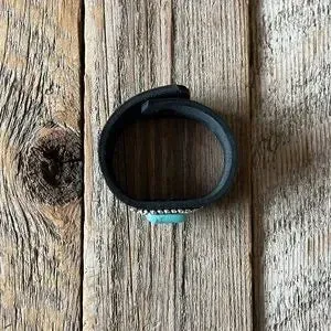 Handmade Leather Bracelet with Faux Turquoise Stone
