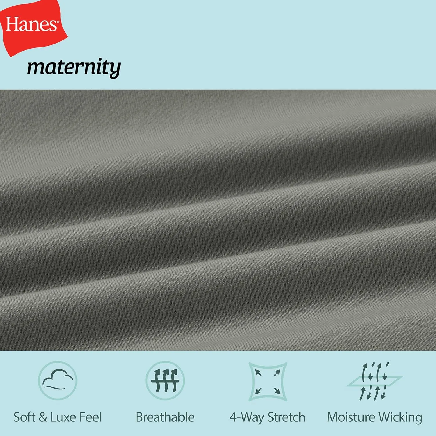 Hanes Women's Maternity 7/8, Stretch & Recover Pregnancy Leggings with Foldable Waistband, 25” Inseam