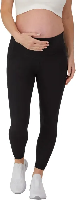 Hanes Women's Maternity 7/8, Stretch & Recover Pregnancy Leggings with Foldable Waistband, 25” Inseam