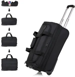 Hanke 20 Inch Expandable Carry On Luggage Suitcases with Wheels Foldable Duffle Bag for Travel Carry On suitcase Weekend Bag for Women Men（Black）