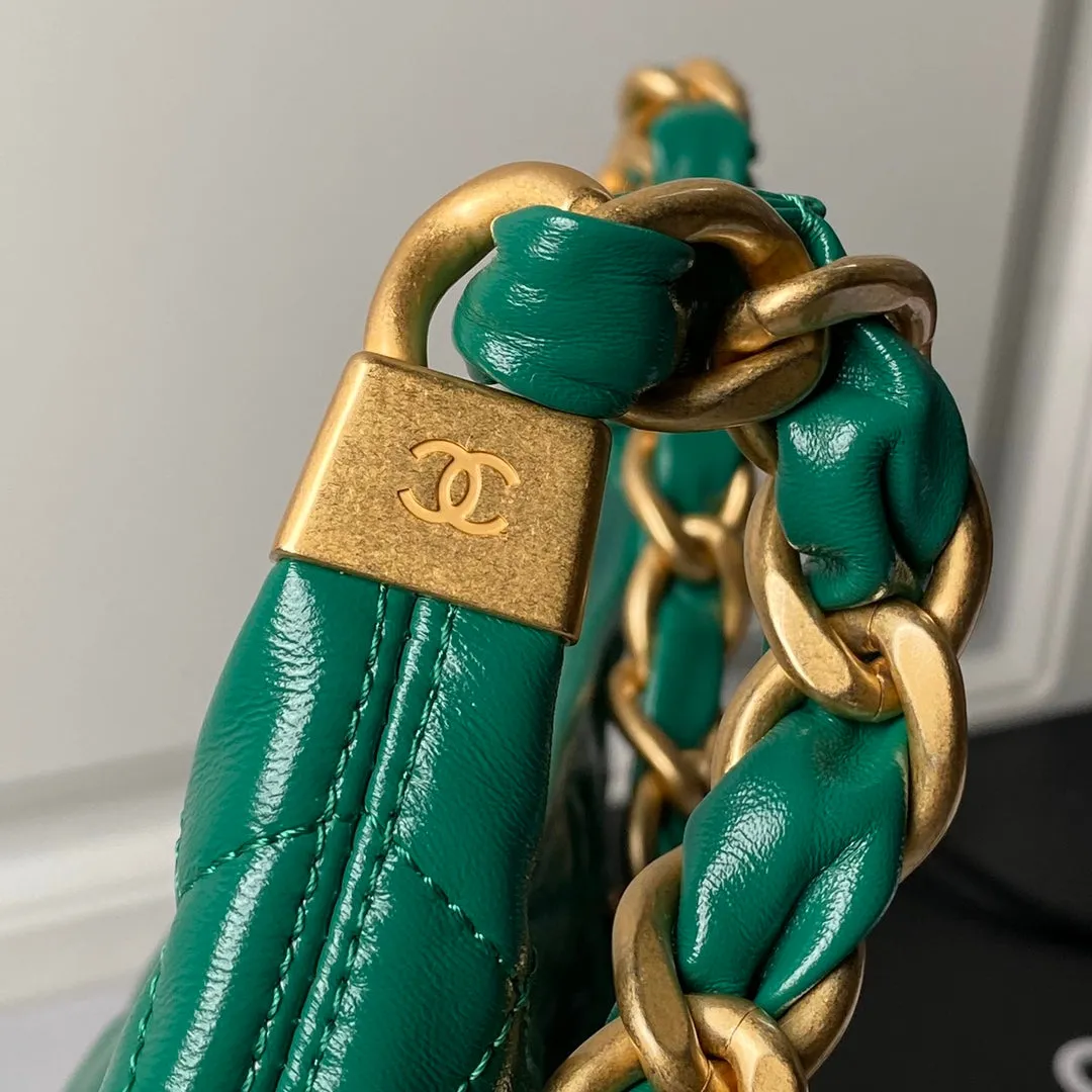 hardware Shipping updates hobo calfskin green 38cm 24a CHANEL Secure transactions gold bag