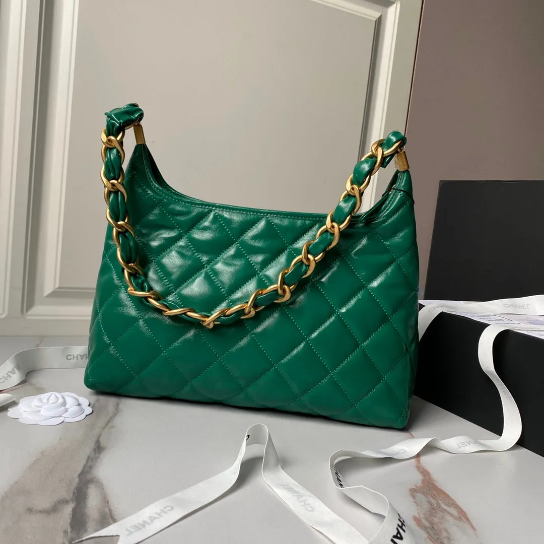 hardware Shipping updates hobo calfskin green 38cm 24a CHANEL Secure transactions gold bag