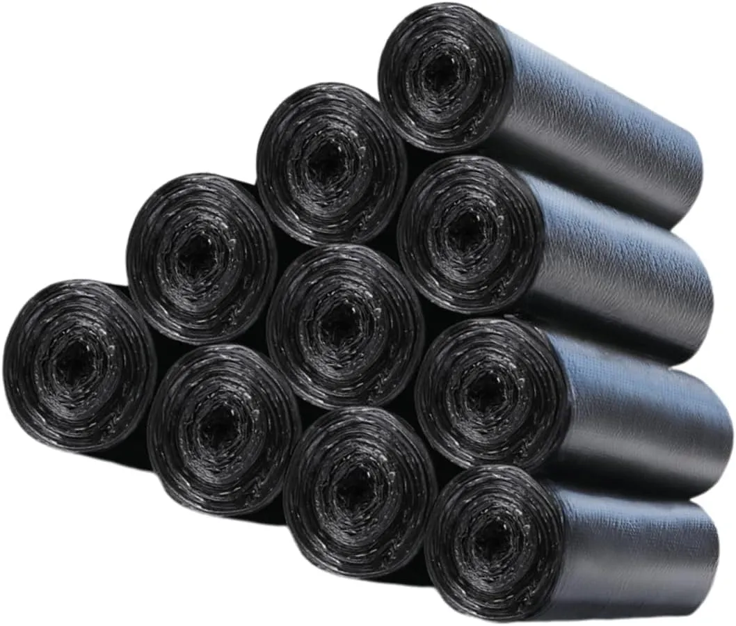 HEALLILY Trash Bin Liners 10 Rolls Trash Bags Disposable Bag Rubbish Bag Refuse Bag Household Outdoor Waste Bag