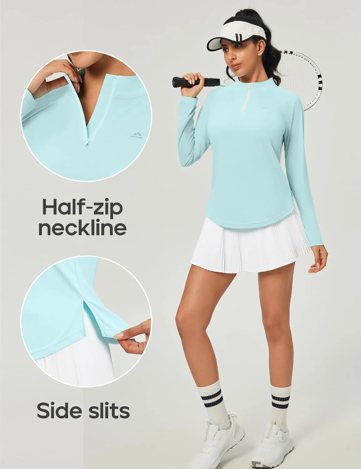 Heathyoga Womens Long Sleeve Workout Tops Golf Shirts Rash Guard for Women UPF 50  SPF UV Protection Sun Shirts Hiking