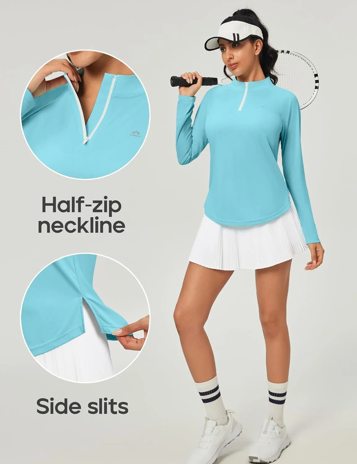 Heathyoga Womens Long Sleeve Workout Tops Golf Shirts Rash Guard for Women UPF 50  SPF UV Protection Sun Shirts Hiking