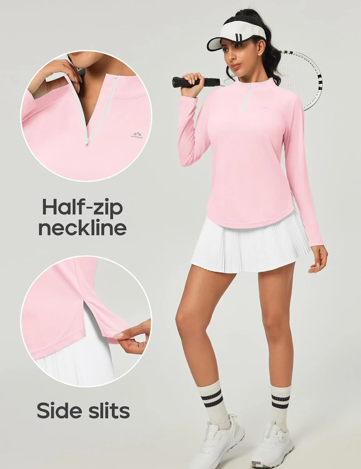 Heathyoga Womens Long Sleeve Workout Tops Golf Shirts Rash Guard for Women UPF 50  SPF UV Protection Sun Shirts Hiking