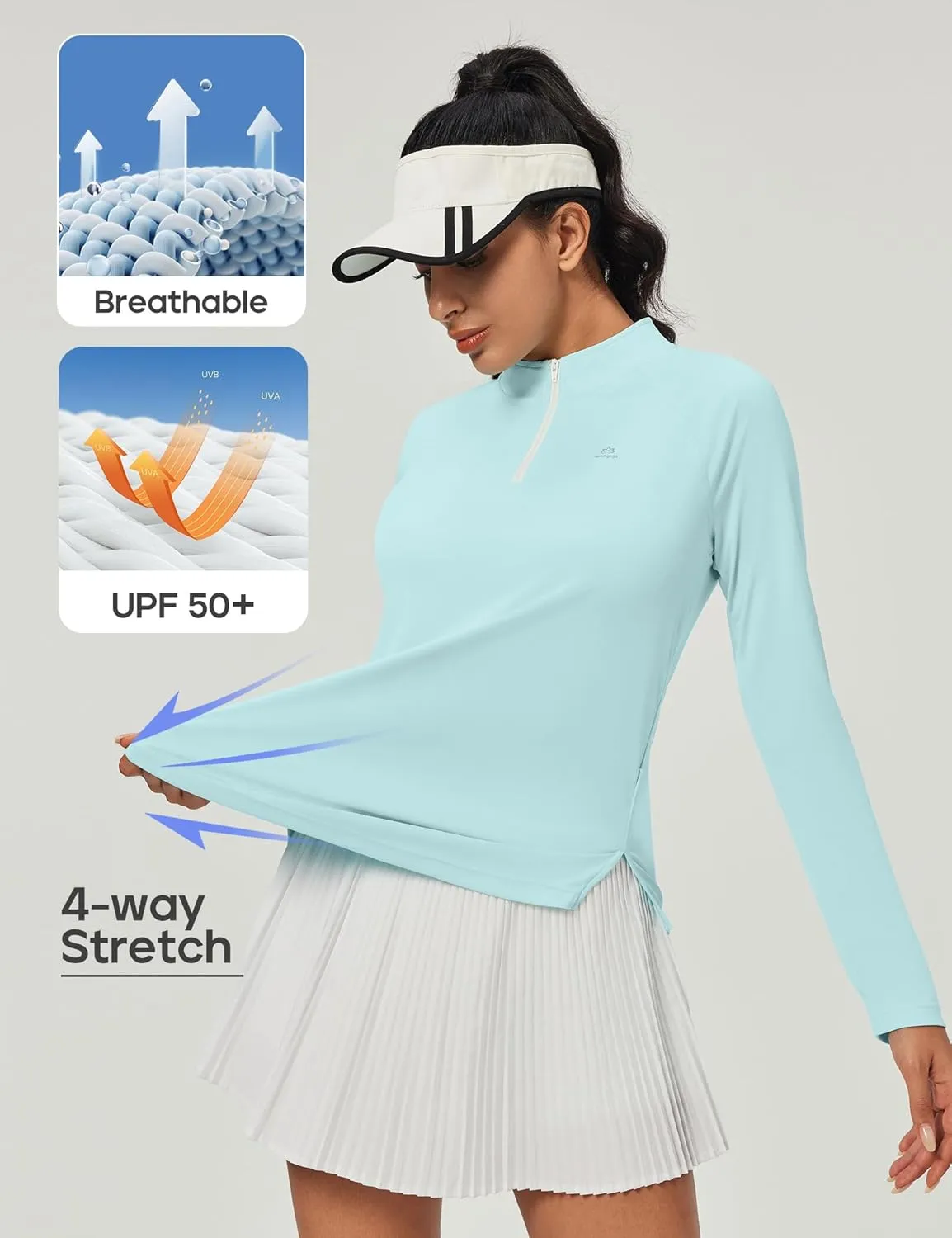 Heathyoga Womens Long Sleeve Workout Tops Golf Shirts Rash Guard for Women UPF 50  SPF UV Protection Sun Shirts Hiking