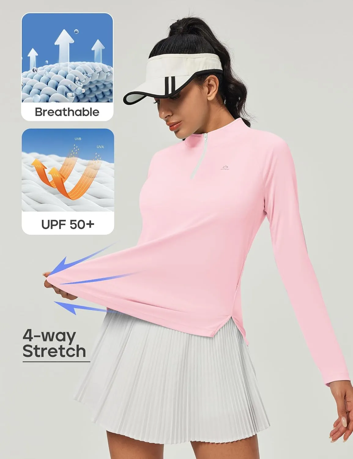 Heathyoga Womens Long Sleeve Workout Tops Golf Shirts Rash Guard for Women UPF 50  SPF UV Protection Sun Shirts Hiking