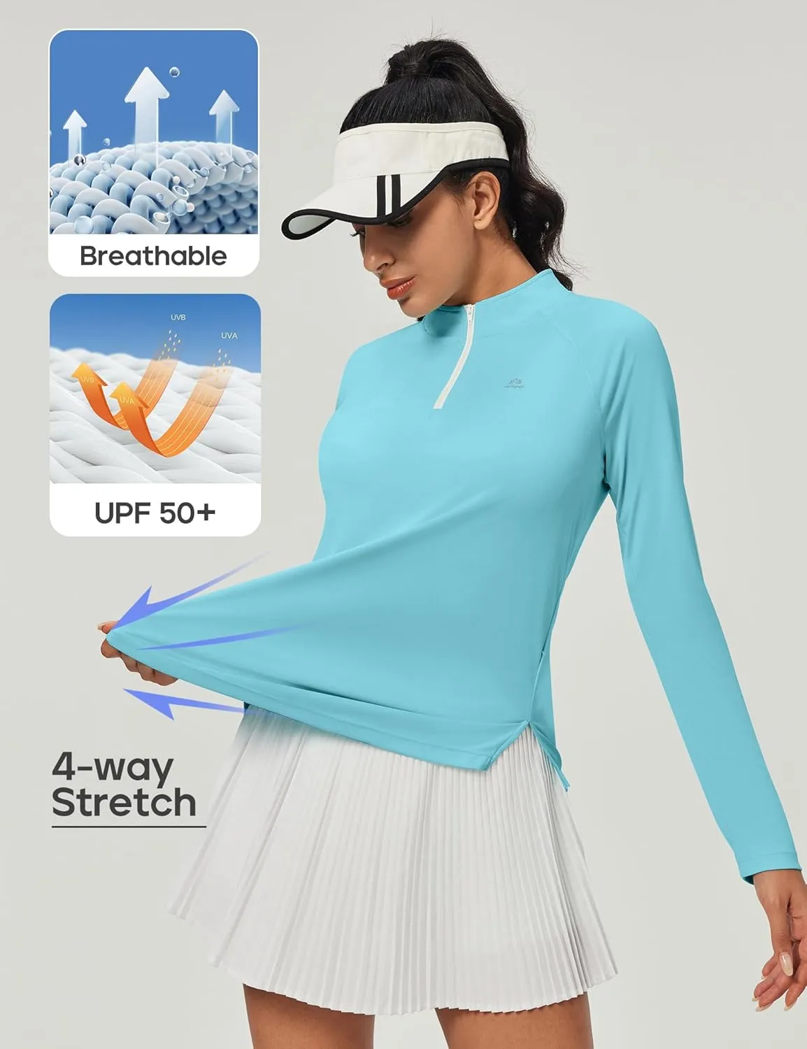 Heathyoga Womens Long Sleeve Workout Tops Golf Shirts Rash Guard for Women UPF 50  SPF UV Protection Sun Shirts Hiking